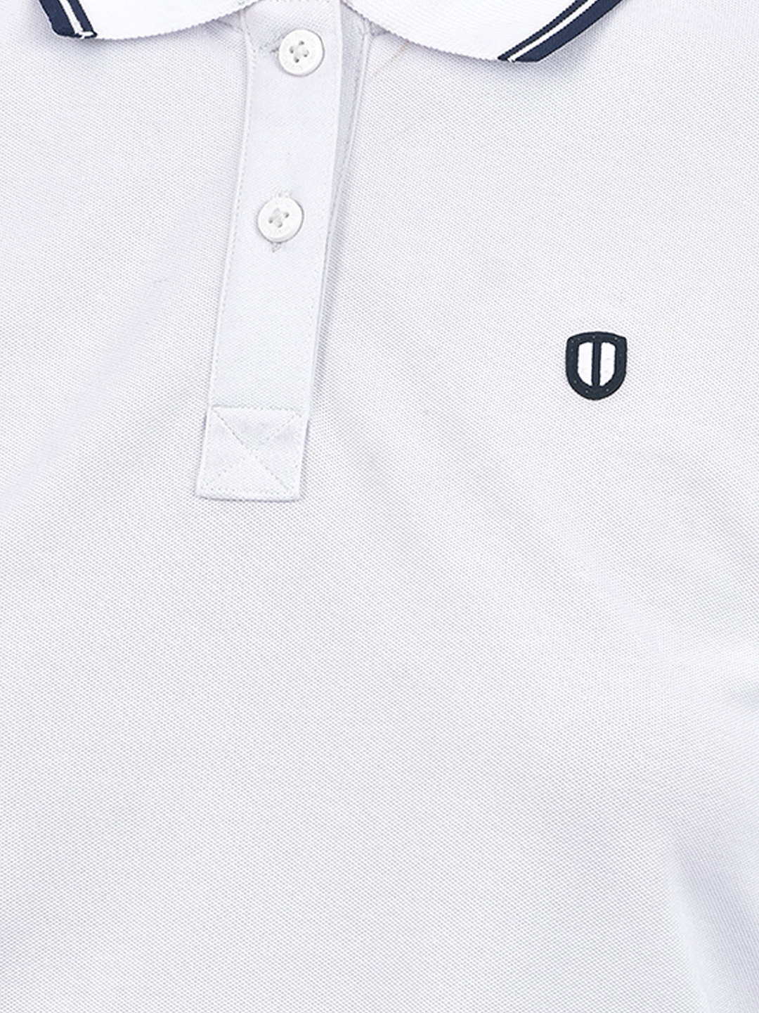 Numero Uno Women White Tipped Collar Polo Neck T-Shirt